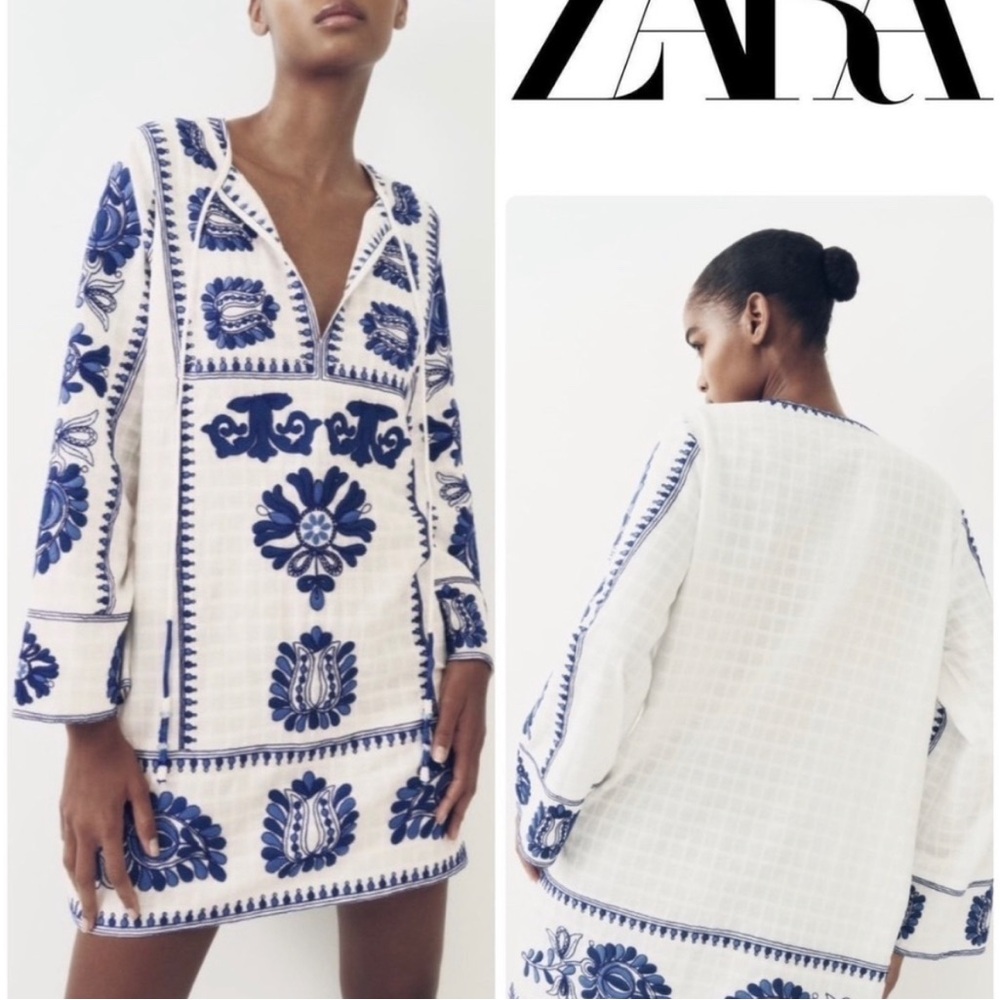 Zara embroidered and beaded tunic NWOT